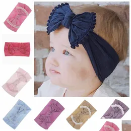 Fascia per capelli di marca Fascia per capelli per bambini Fascia per capelli con fiocco per bambini Nappa Fasce per ragazze Grande nodo Turbante Accessori per capelli per bambini 22 disegni Wy1435 Dro Dhhrx