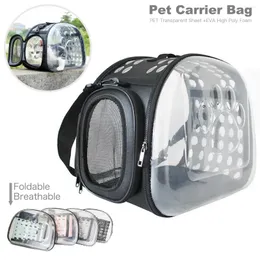 Cat Carriers Foldable Bag Transparent Cage Pet Puppy Carrier Breathable Transport Dog Portable Handbag Backpack For Accessories