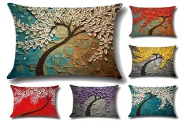 Cushion Cover Vintage Flower Pillow Case Mural Yellow Red Tree Wintersweet Cherry Blossom Home Decorative Throw Pillow Cover7411615