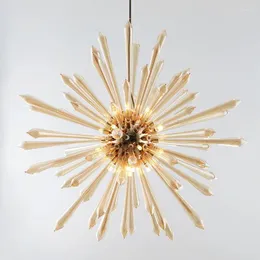 Ljuskronor Art Salon LED Pendant Lamp Star Light For Matsal Cognac Glass Bar Cafe Lighting Designer Model Restaurant G4 Luminaria