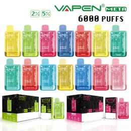 Autêntico Vapen Meta 6000puffs Vapes Descartáveis BC5000 recarregável recarregável descartável DE5000 cigarro elétrico Starter Kit Sem vazamento 2% 5% puffs vape pods