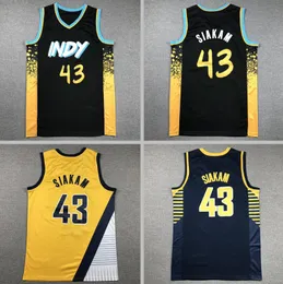 Баскетбольные майки Pascal Siakam Yellow White 2024 Городские мужчины Женщины молодежь S-XXL Sport Jersey