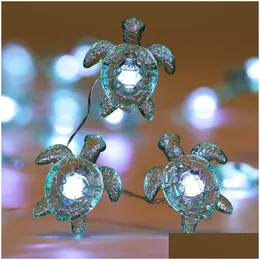 Led Strings Christmas Halloween Decorative Sea Turtle String Lights 40 Led Weatherproof 8Mode Indoor And Outdoor Remote Control Copper Dhmfl