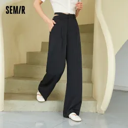 Capris SEMIR Casual Pants Women Mopping Pants Cover The Flesh 2022 Summer New WideLeg Pants AllMatch Women'S Suit Pants