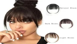 Klip w Bangs 100 Human Hair Extensions Fringe z naturalnym płaskim schludny z świątyniami dla kobiet One Piece Sairpiece9506054