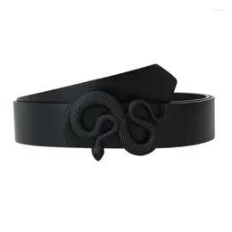 Cintos para Creative Snake Buckle Belt Fin Belt Elastic vintage PU couro de PU todos combinam