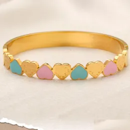 Bangle 18K Gold Plated Designer Bracelets Jewelry High Quality Love Gift For Women 925 Sier Stainless Steel Never Fading Heart Brace Dhiqu
