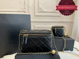 Sacos de caixa de designer de luxo mulheres ombro saco cosmético com espelho couro caviar acolchoado versátil ouro hardware crossbody designer bolsa embreagem malas bolsa