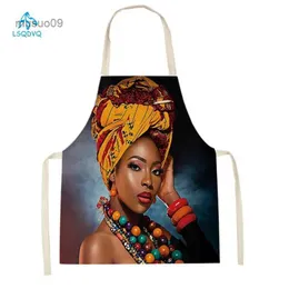 Förkläden rengöring levererar afrikanska kvinnor tryckt kök förkläde linne pinafore haklappar antifouling hushåll matlagning förkläde bakåt tillbehör