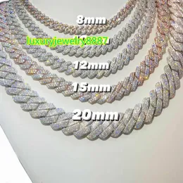 High QualityPass GRA Diamond Tester 20mm 925 Sterling Silver VVS Moissanite Diamond Miami Cuban Link Chain Necklace