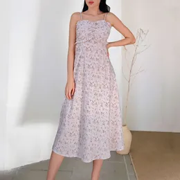 2024 Abito floreale casual a vita alta da donna personalizzato 2024 Senza maniche Halter Wrap Design sexy del petto Tessuto Stagione autunnale Stampa