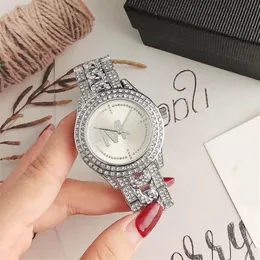 Brand Watches Women Lady Girl Diamond Crystal Big Letters Style Metal Steel Band Quartz Wrist Watch pretty durable gift grace high243x