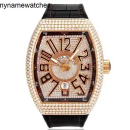 Szwajcarski zegarek Franck Muller zegarki Automatyczne Frank V45 Seria Rose Gold Back Diamond Full Sky Star Mechanical Mens