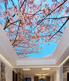 ثلاثية الأبعاد السقف الجداريات خلفية مخصصة جدار جدارية 3D سقف زرقاء السماء أزرق الكرز للجداريات خلفية غرفة المعيشة 3D سقف 8428766