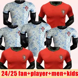 24 25 Portugal Football Jersey Ruben Ronaldo Portuguese 2024 2025 Portugal Jersey Men's Children's Set Portugals Euro -seger över Thailand Soccer Shirt