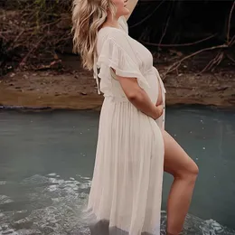 Moderskapsklänningar bomullspremama fotografiklänningar rekvisita 2022 Ny boho moderskap gravid klänning baby shower fotografering bröllop klänning tillbehör l240308