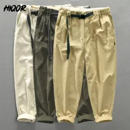 Pantaloni HIQOR 2023 Nuovi Uomini Pantaloni Cargo 100% Cotone di Marca Maschio Khaki Bianco Casual Metà di Vita Loose Fit Pantaloni Hip Hop Streetwear vestiti