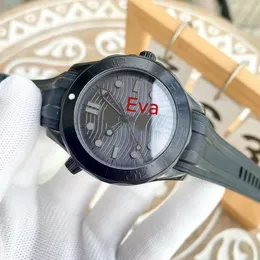 Relógio masculino automático mecânico 42mm pulseira de couro de alta qualidade com novo carbono preto ultra forte brilho relógio montres de luxo