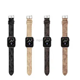 Bande Guarda la fascia d'oro della cuoio vera Cow Cow per orologi Bande Smartwatch Series 1 2 3 4 5 6 7 8 SE Designer Smart Watches 240308