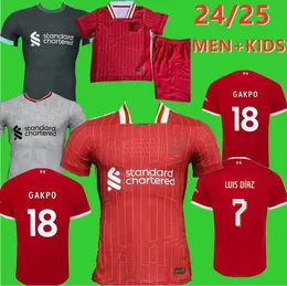 24-25 Liverpudlian Soccer Jerseys Home Away Mensjersey Szoboszlai Andy Robertson Alisson Becker Joe Gomez Joel Matip Curtis Jones Kit Salahadult Men Kids Uniform