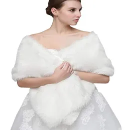 Winter Herbst Günstige Hochzeit Braut Wraps Bolero Kunstpelz für Hochzeit Abend Party Prom Jacke Mantel Winter weißes Fell Schal Wedding1057386