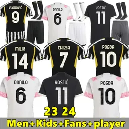 23 24 Juve Soccer Jersey Fans Player Version Di Maria Vlahovic Kean Pogba Chiesa McKennie Locatelli 2024 Kids Juventuses Football Kit Top Jerseys