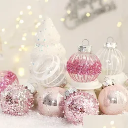 Decorazioni di Natale Decorazione Rosa Bianco Pet Dipinto Palla Set Ciondoli per albero Ristorante Soggiorno Casa Festa 25 Pz Consegna di goccia Dhs6Z