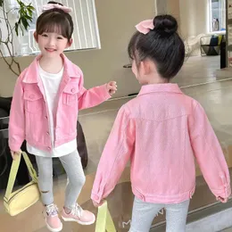 Kurtki 2024 Dziewczyny Dziewczyny Dżinsowe płaszcze różowe fioletowe bawełniane bawełniane