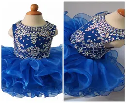 2019 Oneck Beaded Diamond Glitz Girls National Pageant Cupcake Dresses Infant Tutu Gowns幼児の女の子フリルミニバースデー7362080