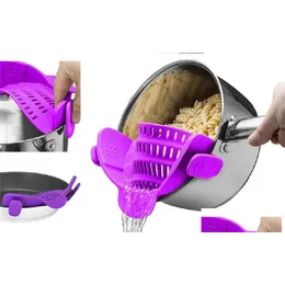 Colanders & Strainers Sile Colanders Kitchen Clip On Pot Strainer Drainer For Draining Excess Liquid Pasta Vegetable Cookware Drop Del Dhm9D