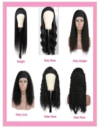 Cabelo humano sem tampa perucas peruanas virgem cabelo bandana preto fullmachine onda profunda onda profunda kinky encaracolado em linha reta 100 cabelo humano 7847219