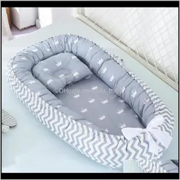 Cribs 8853Cm Nest With Pillow Portable Crib Travel Infant Toddler Cotton Cradle For Born Baby Bed Bassinet Bumper Lj200818 Fzggq S5819192