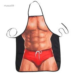 Aprons Tirain Sexy Apron Novelty Muscle Man Kitchen Cooking Grilling Apron Funny Creative Thanksgiving Christmas Gift for Men Boyfriend