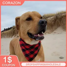 Cão vestuário bandanas grande lenço de estimação bandana para algodão xadrez lavável laços colar gato cães acessórios