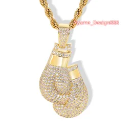 Punk mens hip-hop boxing necklace with 18K Gold 925 sterling silver Moissanite diamonds featuring a bold and exaggerated style Pendant Necklace