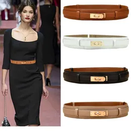 Belts Western Black White Khaki Caramel Fashion Women Leather Belt Adjustable Strap Lock Catch Alloy Buckle dress Coat Waist Belt L240308