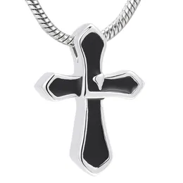 IJD10026 Silver and Black Color تصميم فريد من نوعه Cross Cremation Pendant Men Women Gift Durn Necklace Hold One Ashes Casket293W