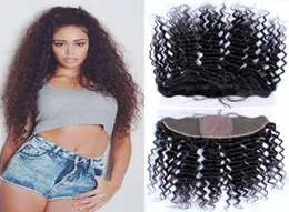 13x4 Brazilian Deep Wave Human Hair Lace Frontals Silk Top 4x4039039 Middle 3 Part Lace Frontal Closure Silk Base Bleac2224259