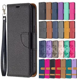 Retro Litchi Butterfly Canvas PU Leather Cases Wallet Card For iPhone 14 13 12 11 Pro Max XR XS 8 Samsung S20 FE S21 Plus S22 Ultr2594691