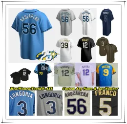 カスタムメン女性青少年タンパ '' rays''baseball jerseyrandy arozarena wander franco yandy diaz isaac paredes shane mcclanahan zach eflin brandon josh lowe wade boggs