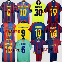 Retro BarcelonaS camisas de futebol 05 06 07 08 clássico maillot de foot RIVALDO RONALDO GUARDIOLA RONALDINHO PUYOL 09 10 11 12 XAVI MESSIS camisa de futebol homens crianças