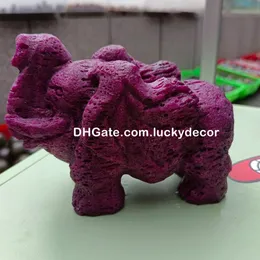 Elefante raro, decoração de mesa de escritório em casa, ornamento esculpido à mão, favo de mel reativo UV, rubi, corindo, cristal, quartzo, floresta selvagem, escultura de animal, artesanato, presente da sorte