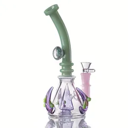 9 Inch Unique Bong Claw Venom Design Glass Bong Dab Rig with a Variable Color Pearl 14mm Glass Bowl and Conical Perc Percolator Hookah Smoke Accessory for Dry Herb H886