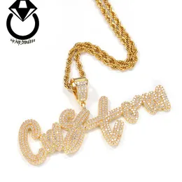 fine jewelry pendants charms Hip Hop CZ Baguette Initial Letter Custom Name Rapper Pendant for Men Women Personalize Jewelry