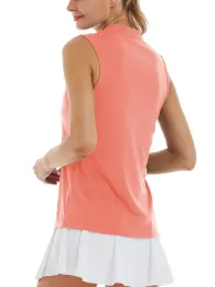 ポロス女性のノースリーブポロゴルフシャツアスレチックテニストップUPF50保護ティースタンドvneckカラースポーツベスト女性ゴルフ服