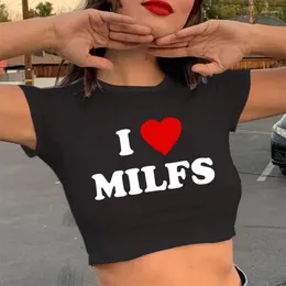 Koszule kobiet kocham moją dziewczynę chłopak z uprawną uległe mężczyźni Milfs moda Tshirt 90s gotycka koszulka Y2K T-shirty żeńskie