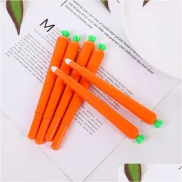 Gift Ball Point Pennor Creative Carrot Roller Ball Point Pen 0.5mm Orange Vegetable Shaped Student Stationery Christmas Gift Drop Delivery DHKQP