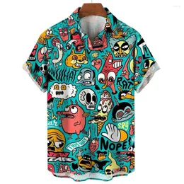 Camicie casual da uomo Camicia estiva Stampa graffiti 3d per top a maniche corte alla moda Camicetta da festa in spiaggia Abbigliamento maschile senior