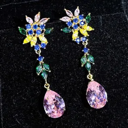 Dangle Earrings CIZEVA Bohemian Style Drop Exquisite Cubic Zirconia Flower Dangler For Women Girls Wedding Party Jewelry