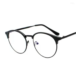 Sunglasses Frames Vintage Eyear Glasses Frame Clear Half Metal Eyeglasses Optical Students Fake